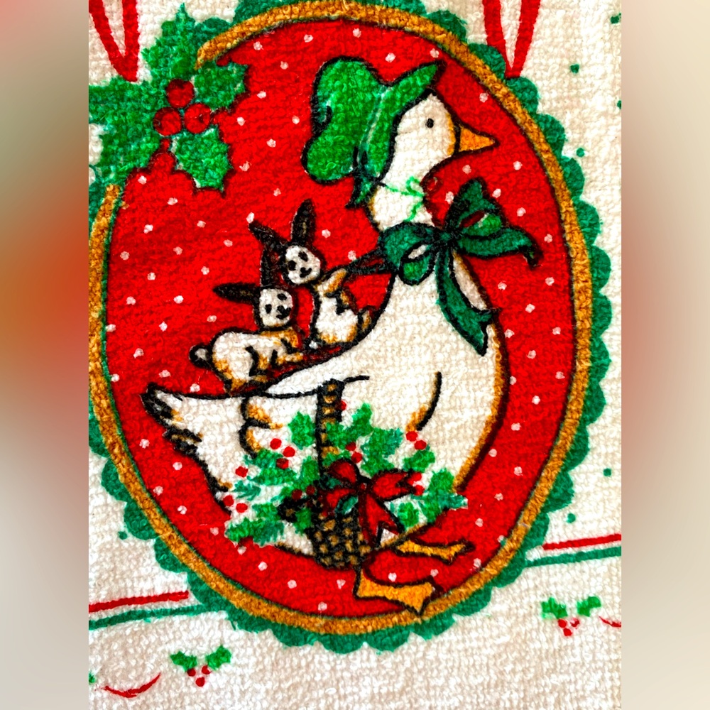 Vintage Christmas mother goose hand towel by Franco